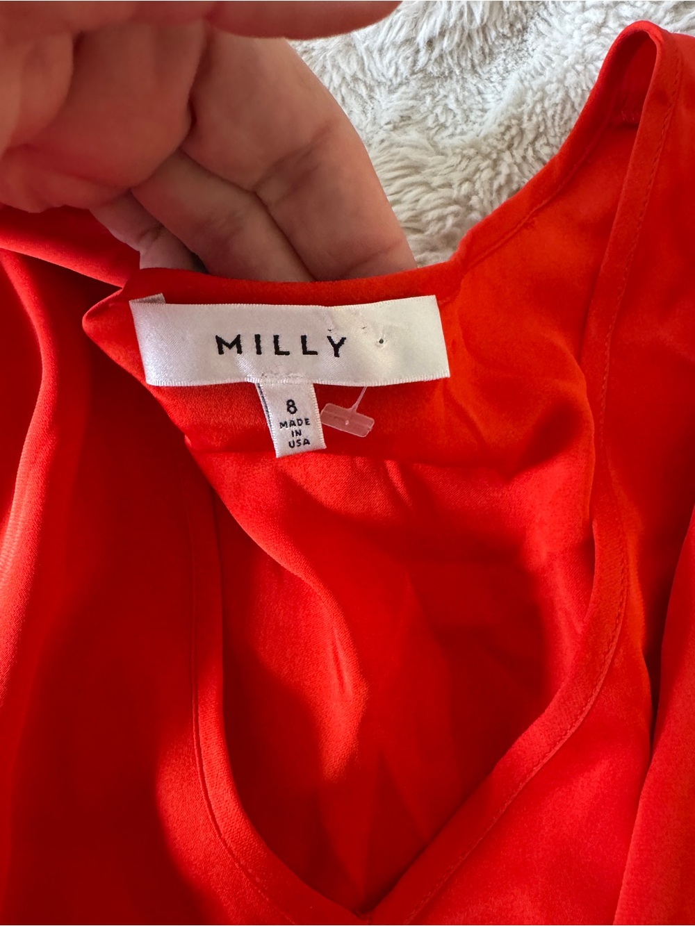 Milly Silk Orange V-Neck Bell Sleeve Top - Picture 2 of 5